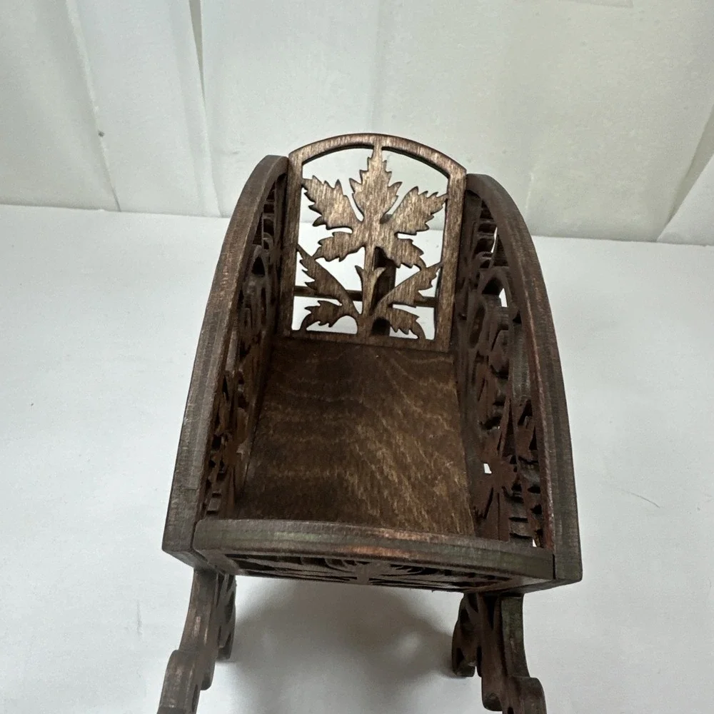 Hand Made Scrollwork Wooden Wheelbarrow Figurine 11